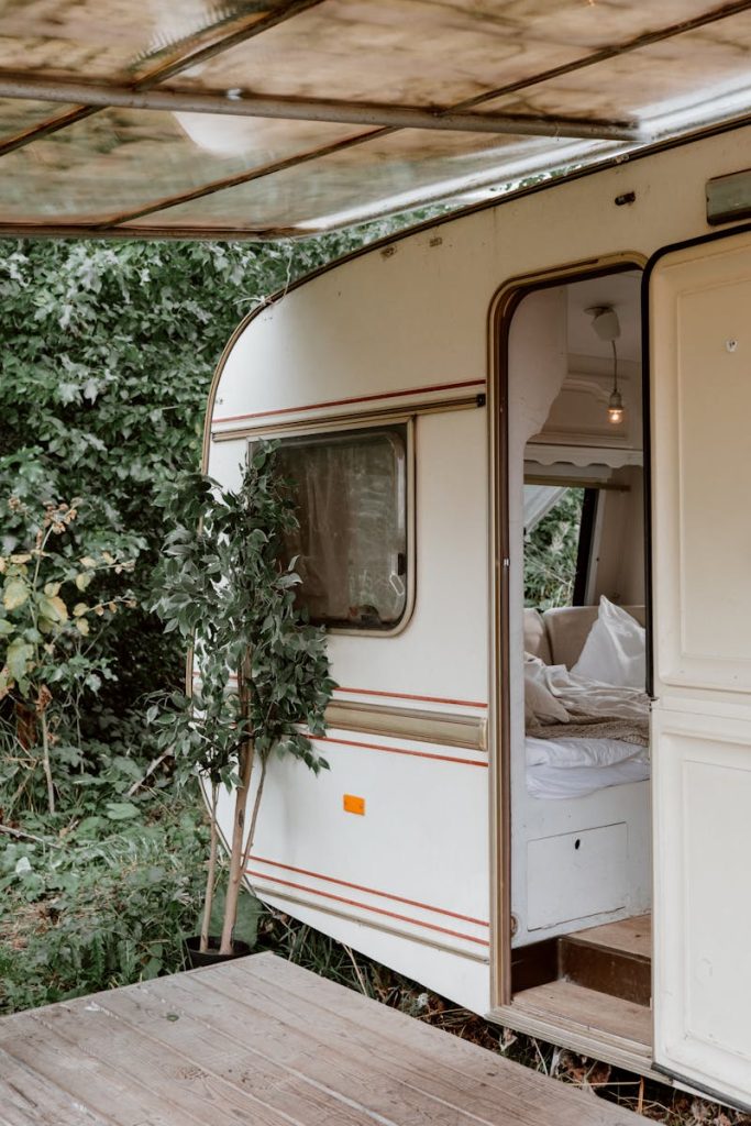 White and Brown Rv